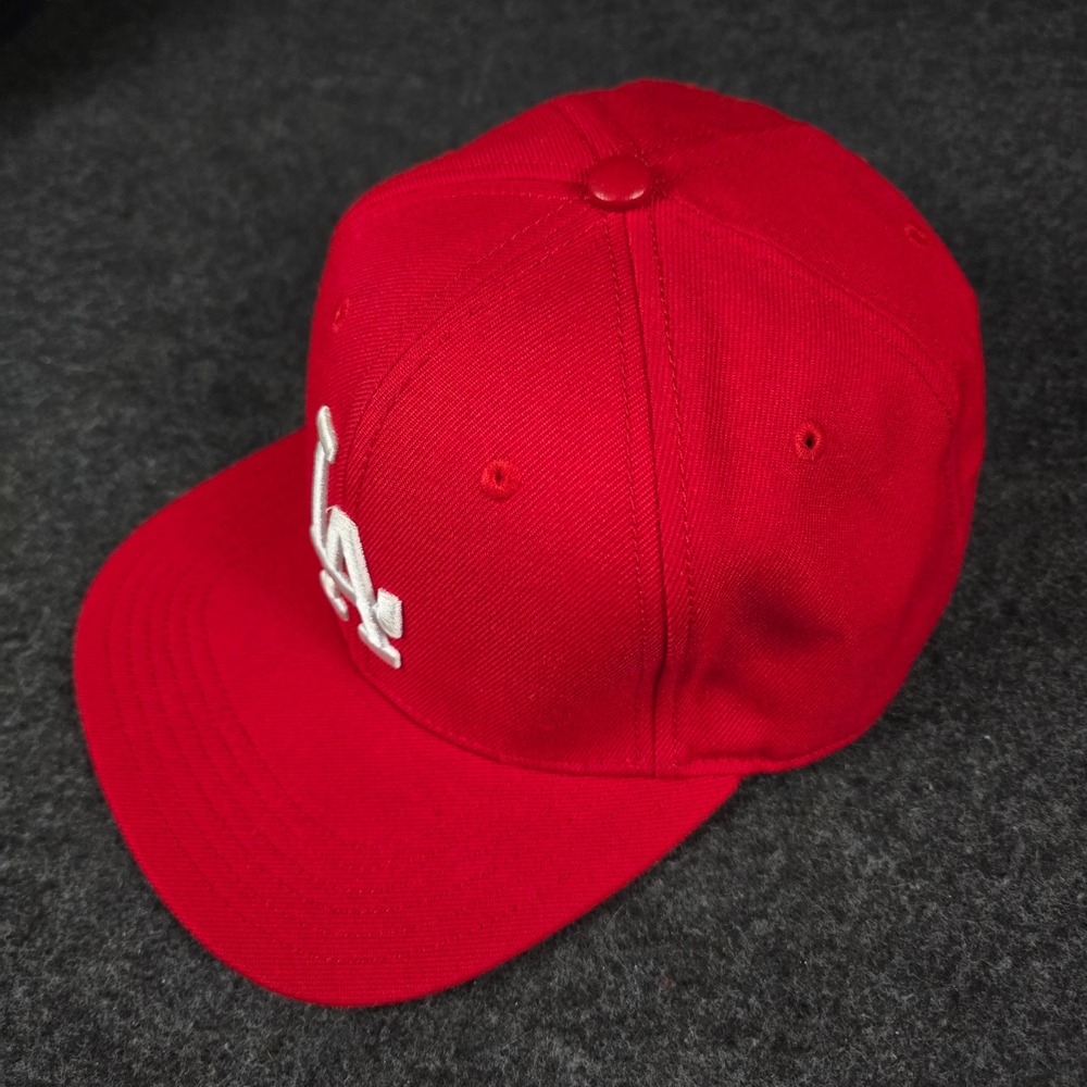 Los Angeles Dodgers Red Pro Standard Wool Leather Strapback Hat MLB Retro Cap - Picture 2 of 11